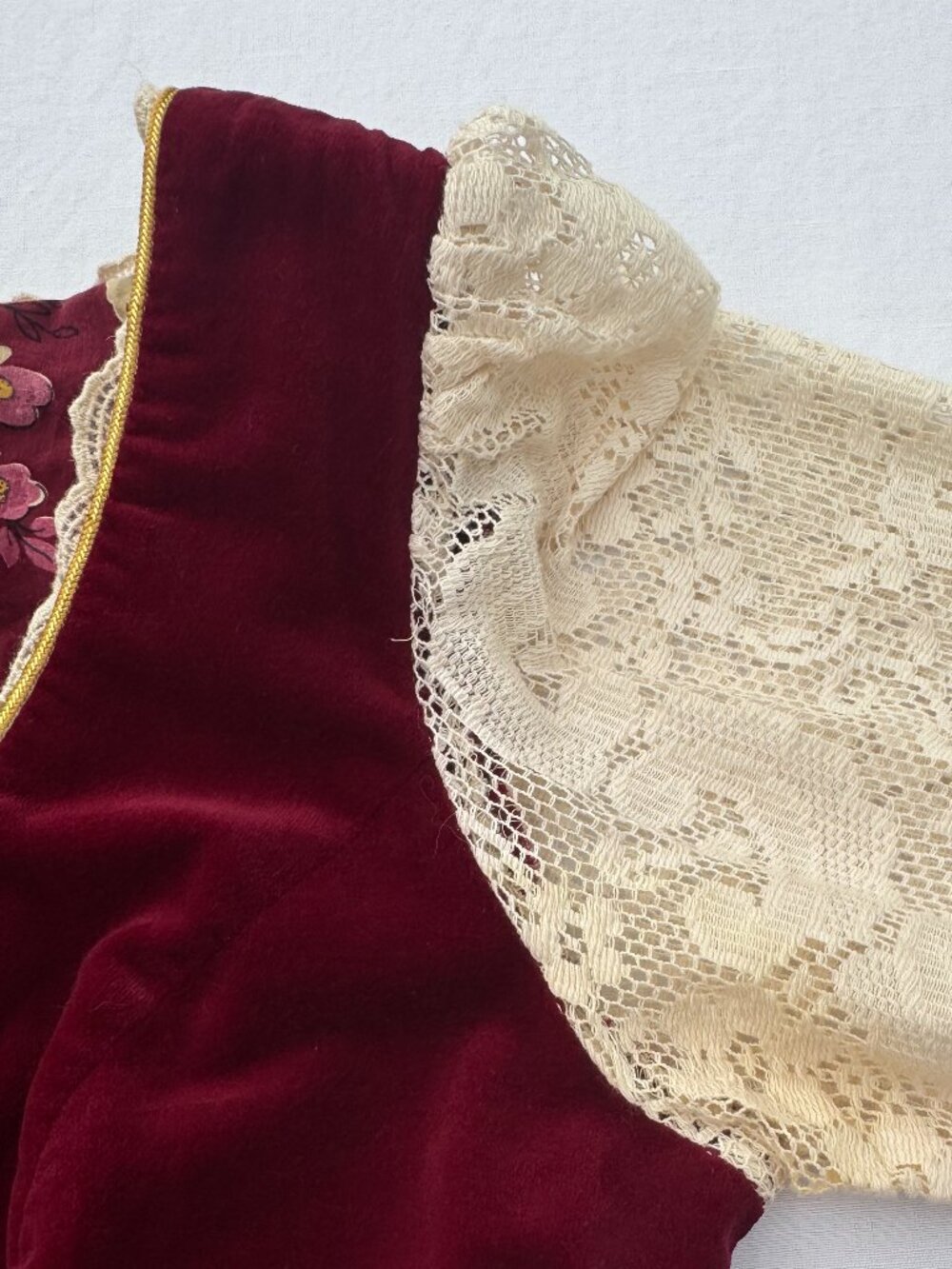 Vintage 1970's GUNNE SAX Jessica Burgundy Floral Maxi Dress HTF Size 13 REPAIRED - Picture 13 of 16